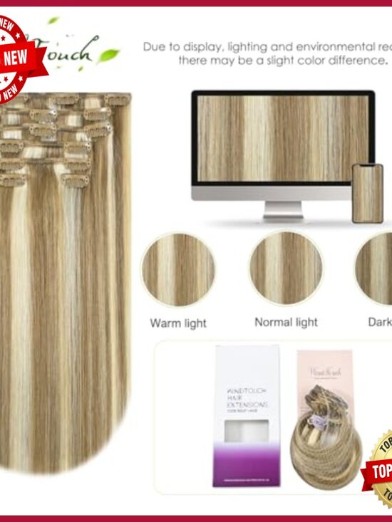 Clip-In Human Hair Extensions 22 Inch 75g 7 Pieces Remy Hair main image 4
